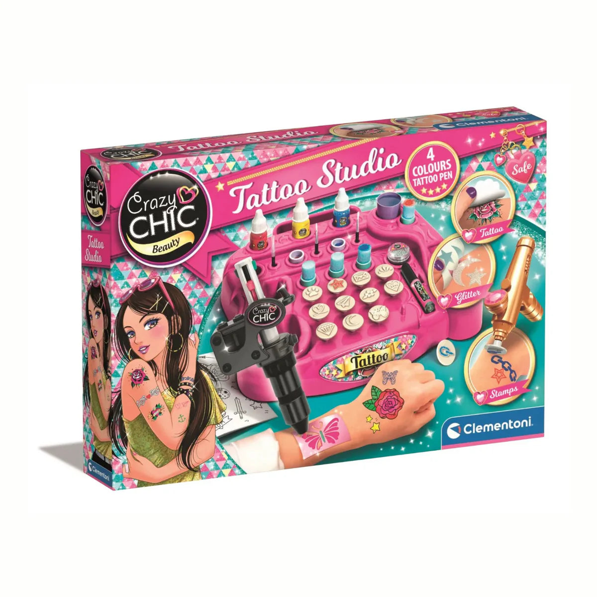 Crazy Chic Tattoo Studio - Freehand & Stencil Body Art Set for Kids