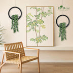Der Rose 2 Pack Fake Plants Hanging Artificial Succulents Plants in Black Pots for Living Room Bathroom Accessories Boho Wall Decor