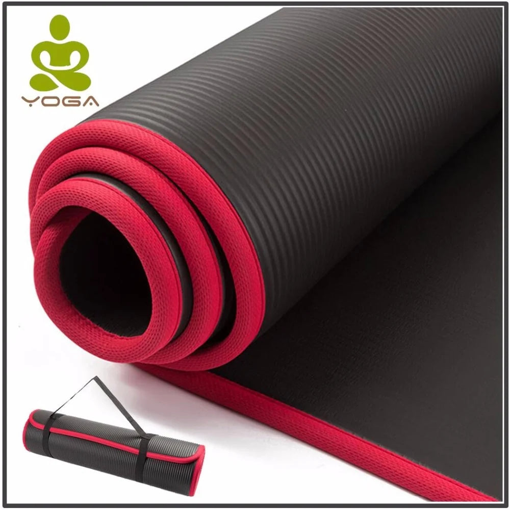 ATIVAFIT NBR Yoga Mat 10mm Thick - 72" x 24" - Non Slip Gym Mat with Carrying Strap - Perfect Fitness Mat for Pilates, Yoga or Other Home Workouts