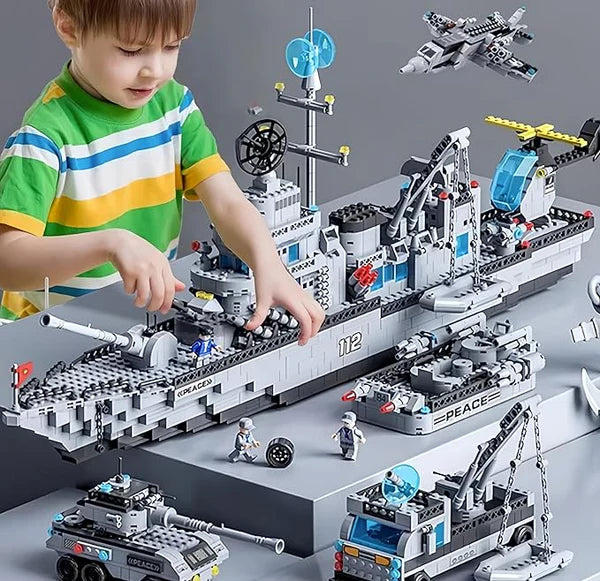 Warship Building Toy, 1412pcs Cruiser Ocean Boat Ship Building Set for 8+ Years Boys, Battleship Building Bricks Kit for Kids Ages 8 to 14 Years Old