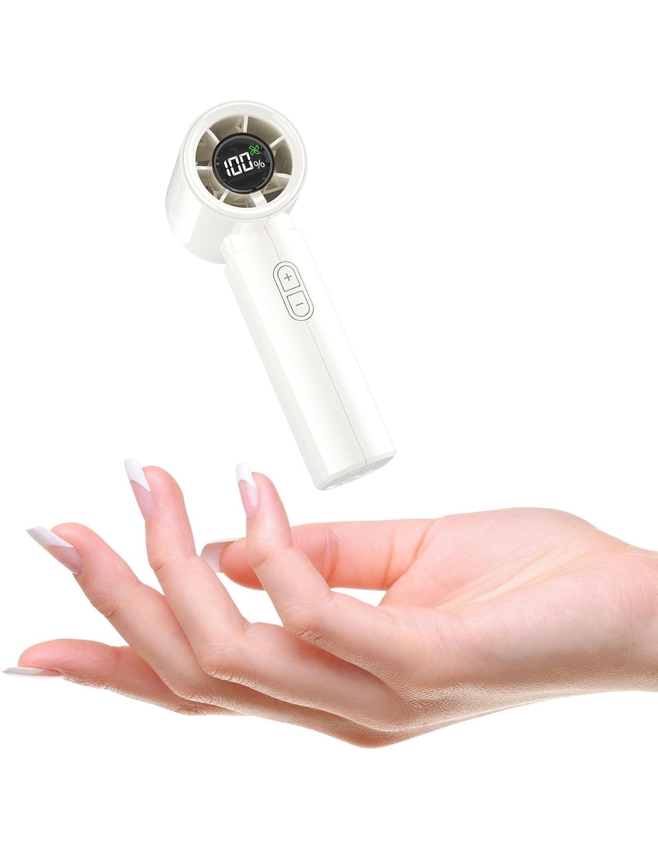 HandFan Powerful Handheld Fan, 20ft/s High Speed Mini Portable Fan, 100 Speeds Adjutstable Tiny Personal Fans, 4000mAh Small Turbo Fans Recharegable, for Travel Beach Makeup Gifts, Gloss White