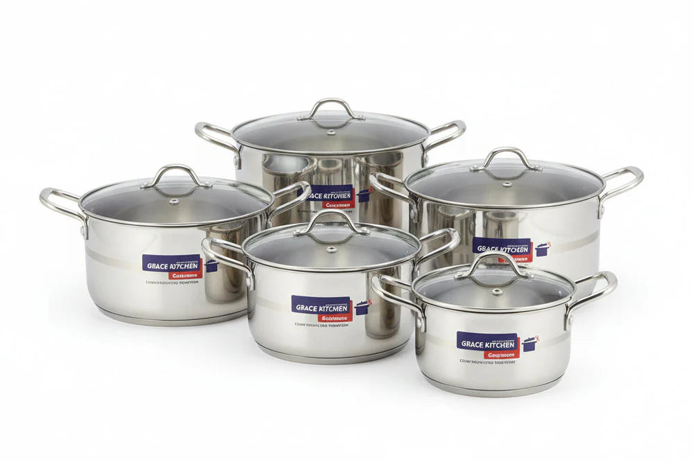 Grace Kitchen Super Set Cookware – 10 Pieces Aluminium Casserole Set