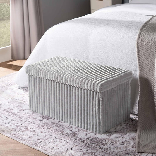 Grey Large Ottoman Storage Box – Foldable Fabric Storage Chest 78 x 38 x 38cm