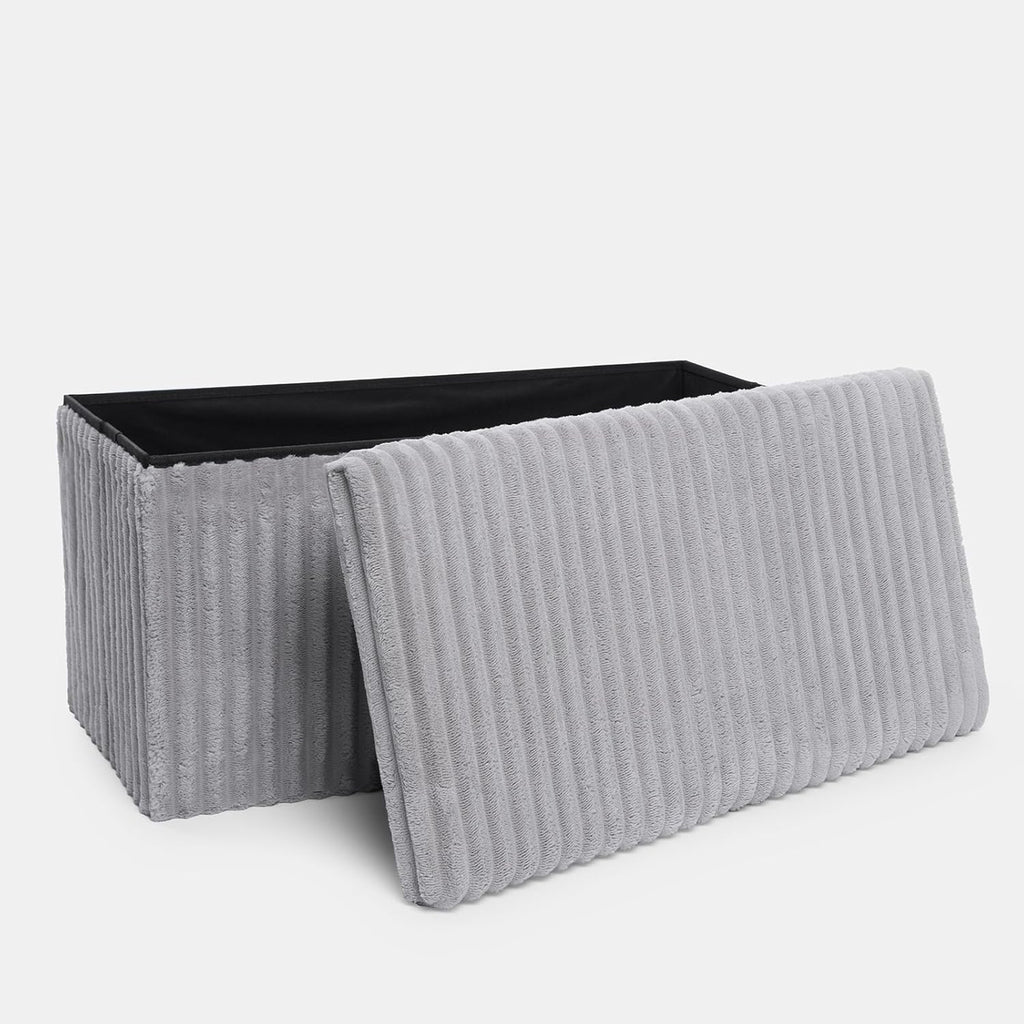 Grey Large Ottoman Storage Box – Foldable Fabric Storage Chest 78 x 38 x 38cm