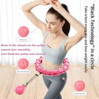 Weighted Smart Hula Ring Hoops, Weighted Hula Hoop With Auto-Spinning With slide switch, Detachable Knots Size Adjustable Smart Hoola Hoop with 360 Auto Rotation Massage