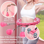 Weighted Smart Hula Ring Hoops, Weighted Hula Hoop With Auto-Spinning With slide switch, Detachable Knots Size Adjustable Smart Hoola Hoop with 360 Auto Rotation Massage