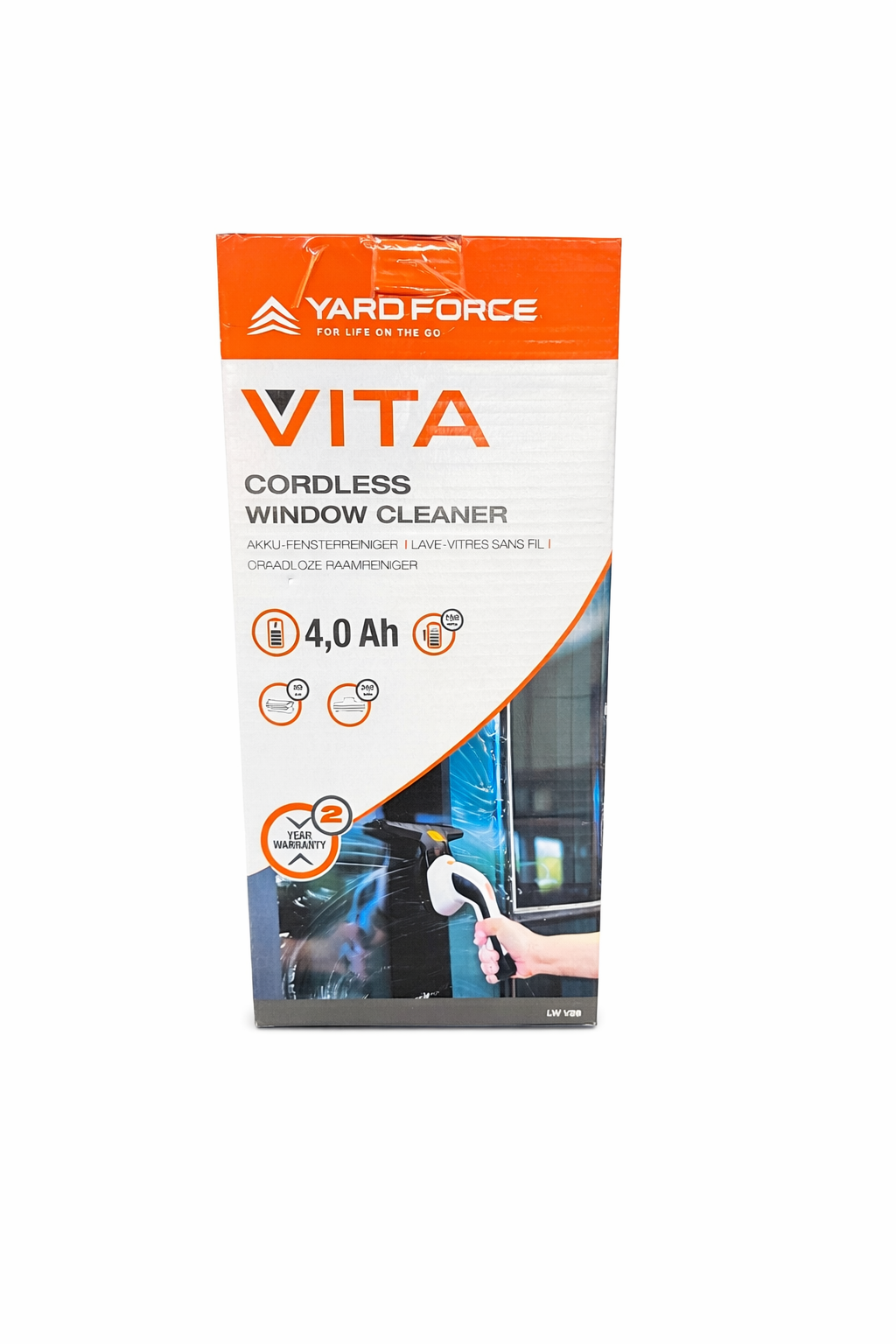 Yard Force VITA Cordless Window Cleaner – 4.0Ah Battery, Up to 150 min Runtime