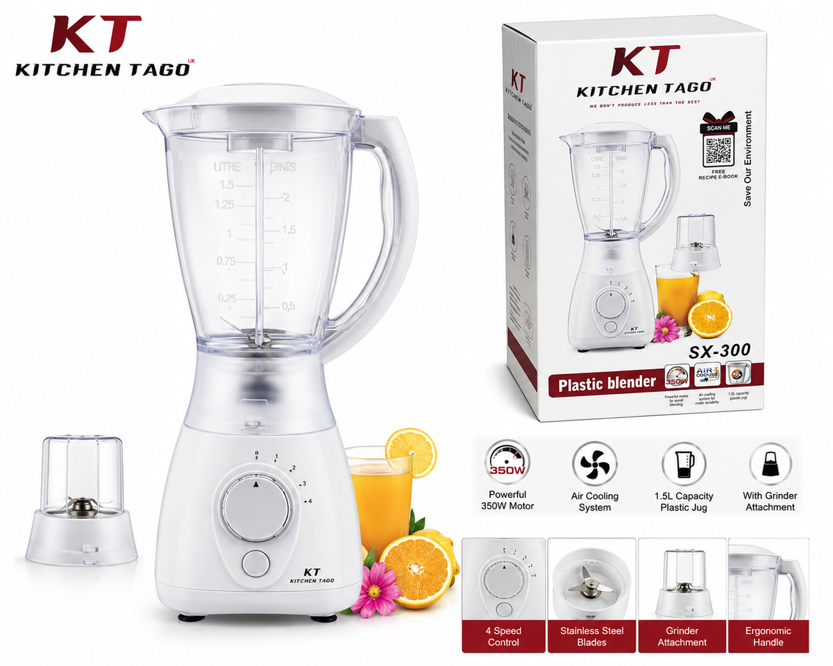 Kitchen Tago SX-300 350W Blender with Grinder Attachment – 1.5L