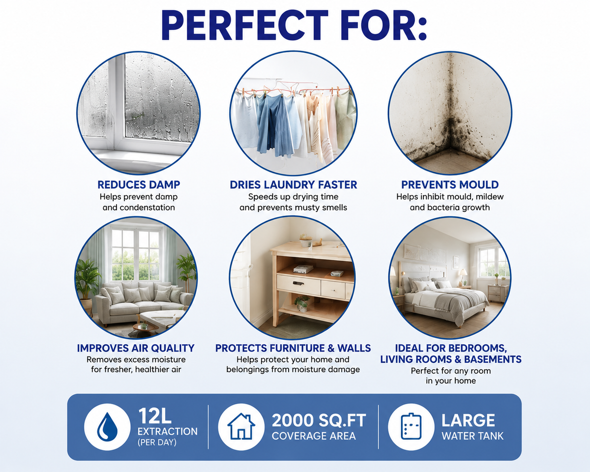 DSL 12L Electric Dehumidifier – 2000 sq. ft Coverage