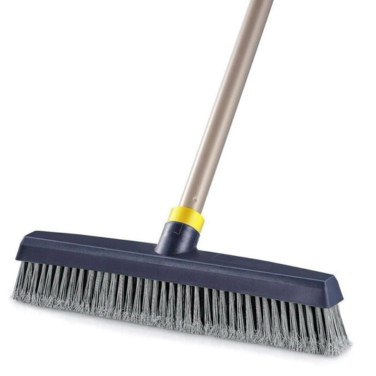 Yocada Stiff Bristle Push Broom Telescopic Pole Heavy Duty Outdoor Cleaning Bathroom Kitchen Patio Garage Concrete Wood Stone Tile Floor