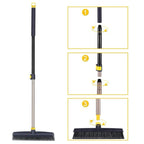 Yocada Stiff Bristle Push Broom Telescopic Pole Heavy Duty Outdoor Cleaning Bathroom Kitchen Patio Garage Concrete Wood Stone Tile Floor