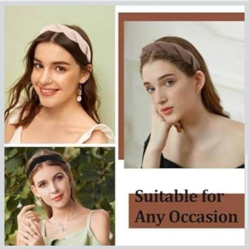 3 Fashionable Headbands Braided Hair Hair Hoops Women's Headband Wide Edge Headband Girl's Headwear Black Beige Brown