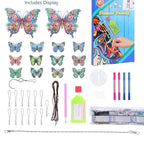 Butterfly Diamond Art Wind Chime Kit, DIY Diamond Painting Suncatcher Hanging Ornaments, 5D Double Sided Diamond Art Kits for Home Window Garden Yard Decor