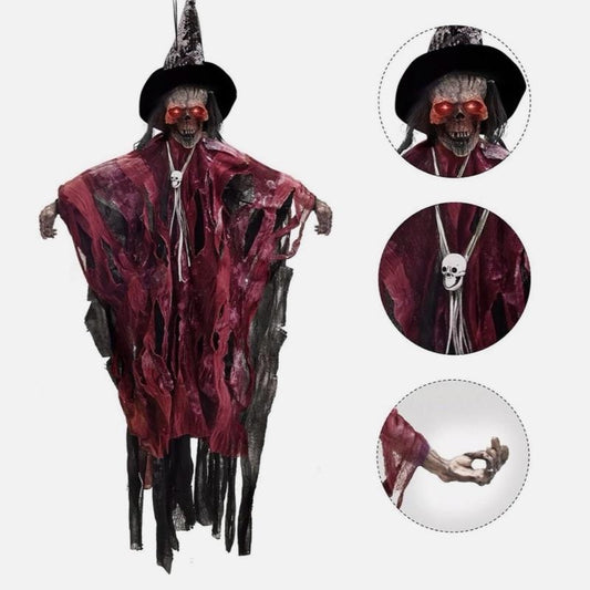 28inch Halloween horrific Hanging Ghost Decor Ghost with LED Glowing Eyes