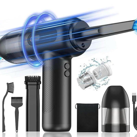 Compressed Air Duster, 9000Pa Powerful Hand Held Vacuum Cordless, 4-in-1 Portable Car Vacuum Cleaner, 7500mAh Rechargeable Mini Hoover for Home, Pet Hair, Office, Kitchen