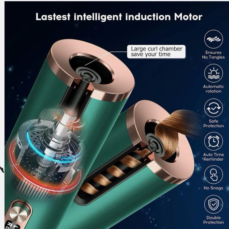 Automatic Hair Iron, Cordless Hair Curler PTC Ceramic Hair Curling - Green