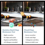 Chopping Board Double Sided, Food-Grade Stainless Steel Chopping Board with Handle, Wheat Straw Cutting Boards for Kitchen Meat Fruit Vegetable, Non Slip Easy to Clean, 15 * 11 inch, 1 Piece