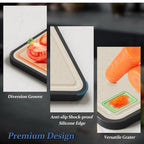 Chopping Board Double Sided, Food-Grade Stainless Steel Chopping Board with Handle, Wheat Straw Cutting Boards for Kitchen Meat Fruit Vegetable, Non Slip Easy to Clean, 15 * 11 inch, 1 Piece