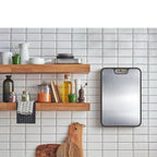 Chopping Board Double Sided, Food-Grade Stainless Steel Chopping Board with Handle, Wheat Straw Cutting Boards for Kitchen Meat Fruit Vegetable, Non Slip Easy to Clean, 15 * 11 inch, 1 Piece