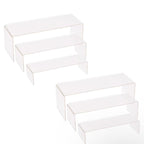 6 Pcs Acrylic Display Risers, 3 Sizes Clear Display Stands, Transparent Showcase Stands Acrylic Shelves, Product Display Shelf for Collections Pops Figures Jewelry Dessert Candy Cosmetics Perfume