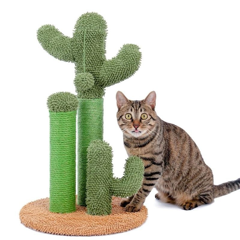 Cactus Scratching Posts Creative Cat Tree Design 3 Posts in 1 Set Brown M 53cm for Pet Play and Comfort