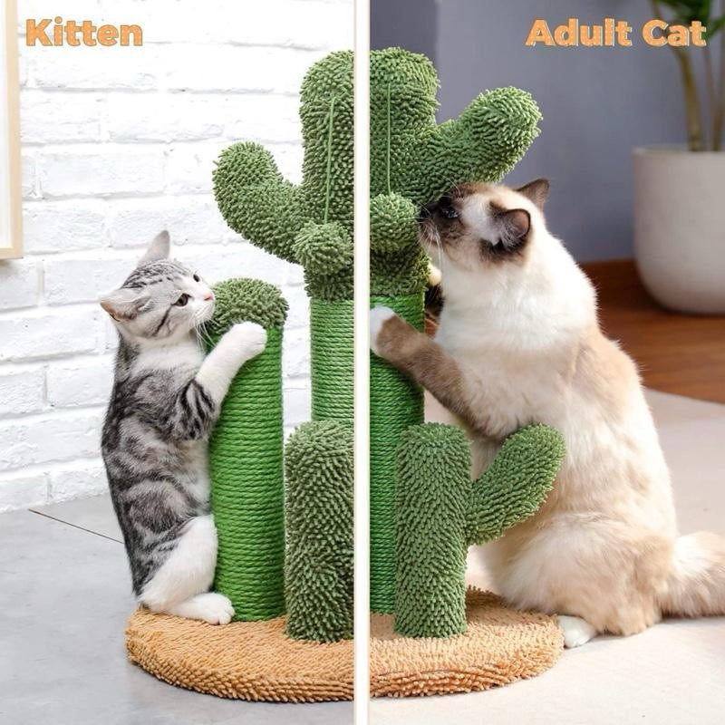 Cactus Scratching Posts Creative Cat Tree Design 3 Posts in 1 Set Brown M 53cm for Pet Play and Comfort