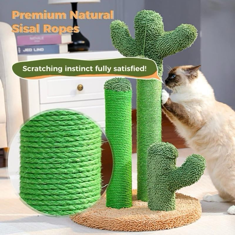 Cactus Scratching Posts Creative Cat Tree Design 3 Posts in 1 Set Brown M 53cm for Pet Play and Comfort