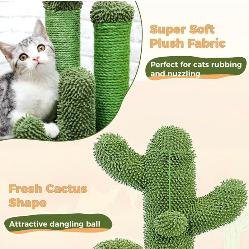 Cactus Scratching Posts Creative Cat Tree Design 3 Posts in 1 Set Brown M 53cm for Pet Play and Comfort