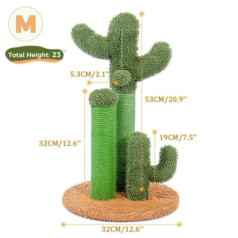 Cactus Scratching Posts Creative Cat Tree Design 3 Posts in 1 Set Brown M 53cm for Pet Play and Comfort
