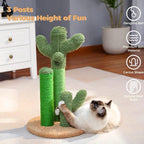 Cactus Scratching Posts Creative Cat Tree Design 3 Posts in 1 Set Brown M 53cm for Pet Play and Comfort