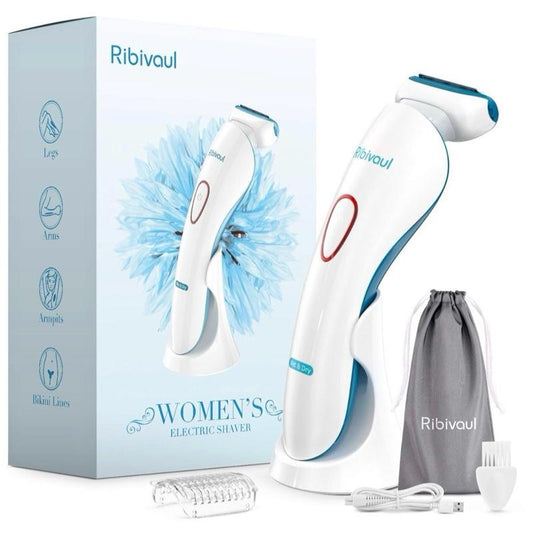 Electric Lady Shaver, Ribivaul Electric Women Razor Bikini Trimmer with 3-in-1 Shaving Blade and 3D Floating Foil, Rechargeable Women Razor for Arm Leg Underarm, Painless Shaver for Wet & Dry Use