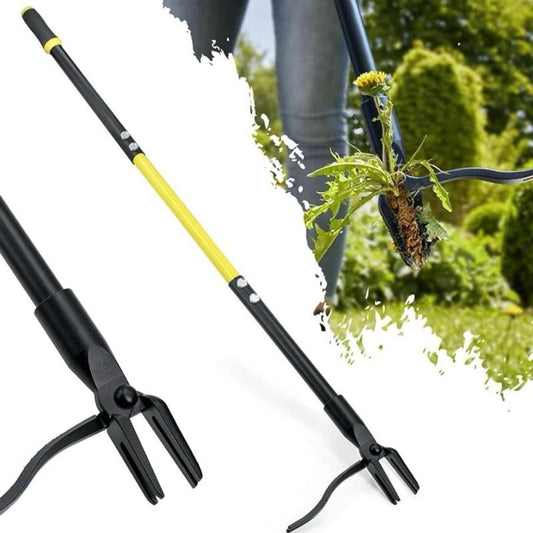 Weed Remover Tool Stand Up, Weed Puller Root Remover with 4 Claws, 45" Long Handled Dandelion Weeder Tool for Patio, Lawn, Garden, Path, Driveway and Block Paving
