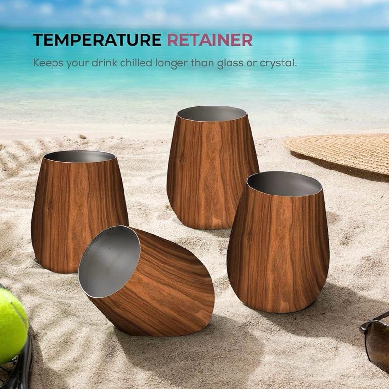 Premium Stainless Steel Wine Glasses Set of 4-532 ml. Exquisite Large Red Wine Tumblers - Shatterproof and Unbreakable Wine Glasses, Perfect Wine Cups for Home, Outdoors, Picnic & Christmas Gifting