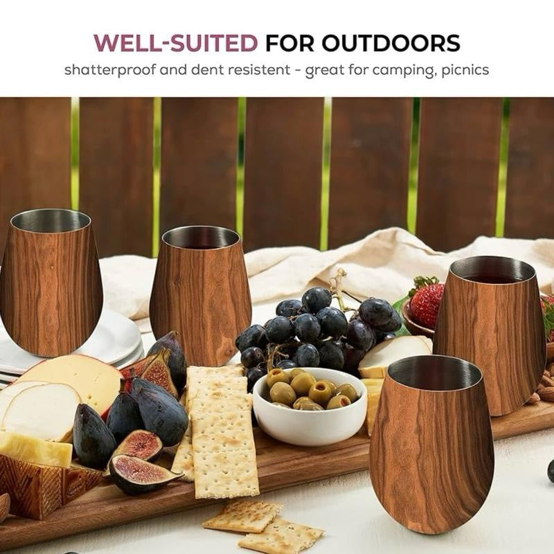 Premium Stainless Steel Wine Glasses Set of 4-532 ml. Exquisite Large Red Wine Tumblers - Shatterproof and Unbreakable Wine Glasses, Perfect Wine Cups for Home, Outdoors, Picnic & Christmas Gifting