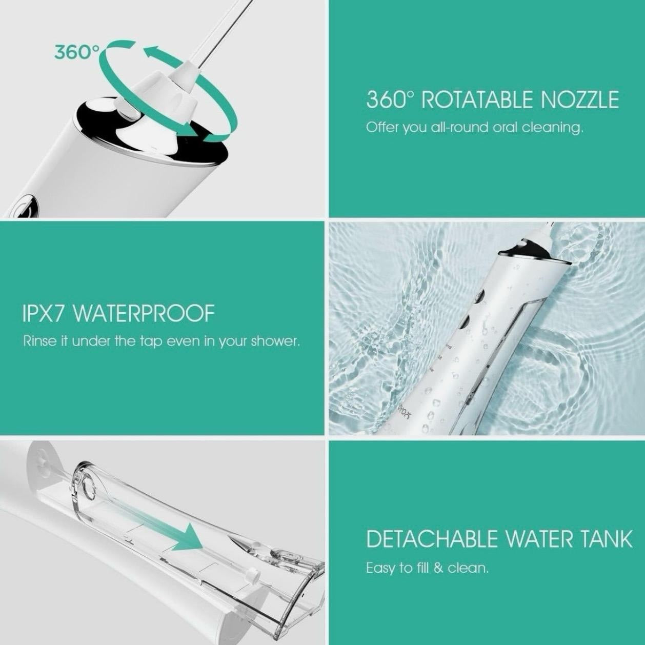 Water Flosser for Teeth Cordless Dental Oral Irrigator 3 Modes WF300