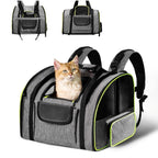 Pawtasy Cat & Dog Carrier Backpack 2-in-1 Pet Carrier for Cats/Small Dogs, Soft-Sided Cat Bag With Multi-entrance Foldable Puppy Dog Backpack for Cars, Hiking & Travel and Outdoor Use (Up to 8kg)