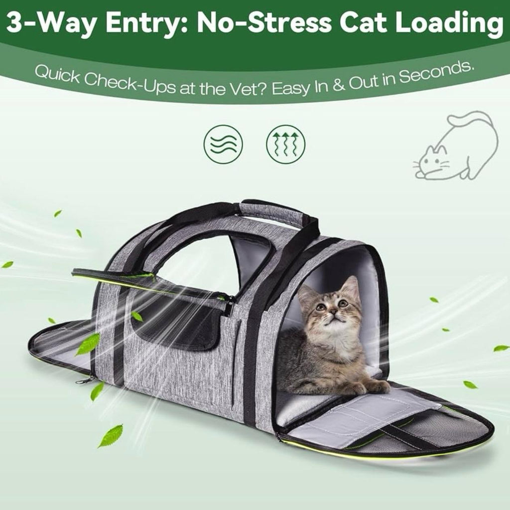 Pawtasy Cat & Dog Carrier Backpack 2-in-1 Pet Carrier for Cats/Small Dogs, Soft-Sided Cat Bag With Multi-entrance Foldable Puppy Dog Backpack for Cars, Hiking & Travel and Outdoor Use (Up to 8kg)