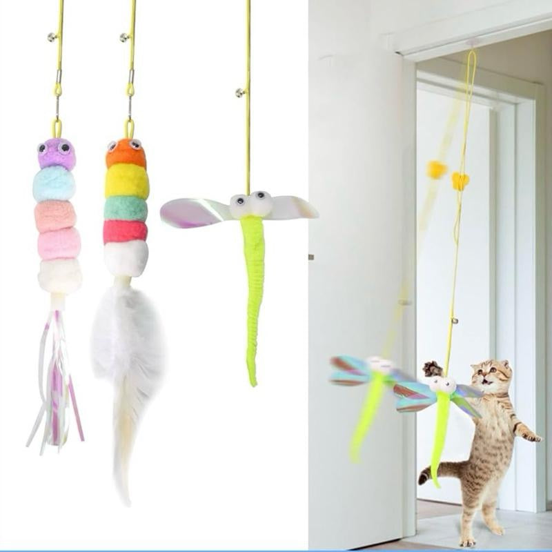 3Pcs Hanging Cat Toys for Indoor Playing - Interactive Exercise and Entertainment Toy, Retractable Door Catnip Toy With Bells for Cats and Kittens