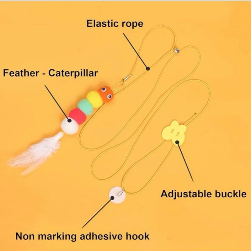 3Pcs Hanging Cat Toys for Indoor Playing - Interactive Exercise and Entertainment Toy, Retractable Door Catnip Toy With Bells for Cats and Kittens