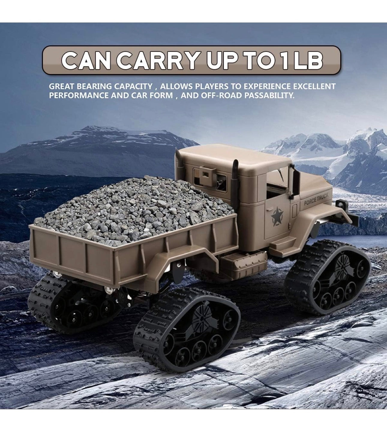 RC Hobby Toys Military Truck Off-Road Sport Cars 4WD 2.4GHz Rock Crawler Vehicle With Wi-Fi HD Camera Gifts For Kids And Adults, Beige