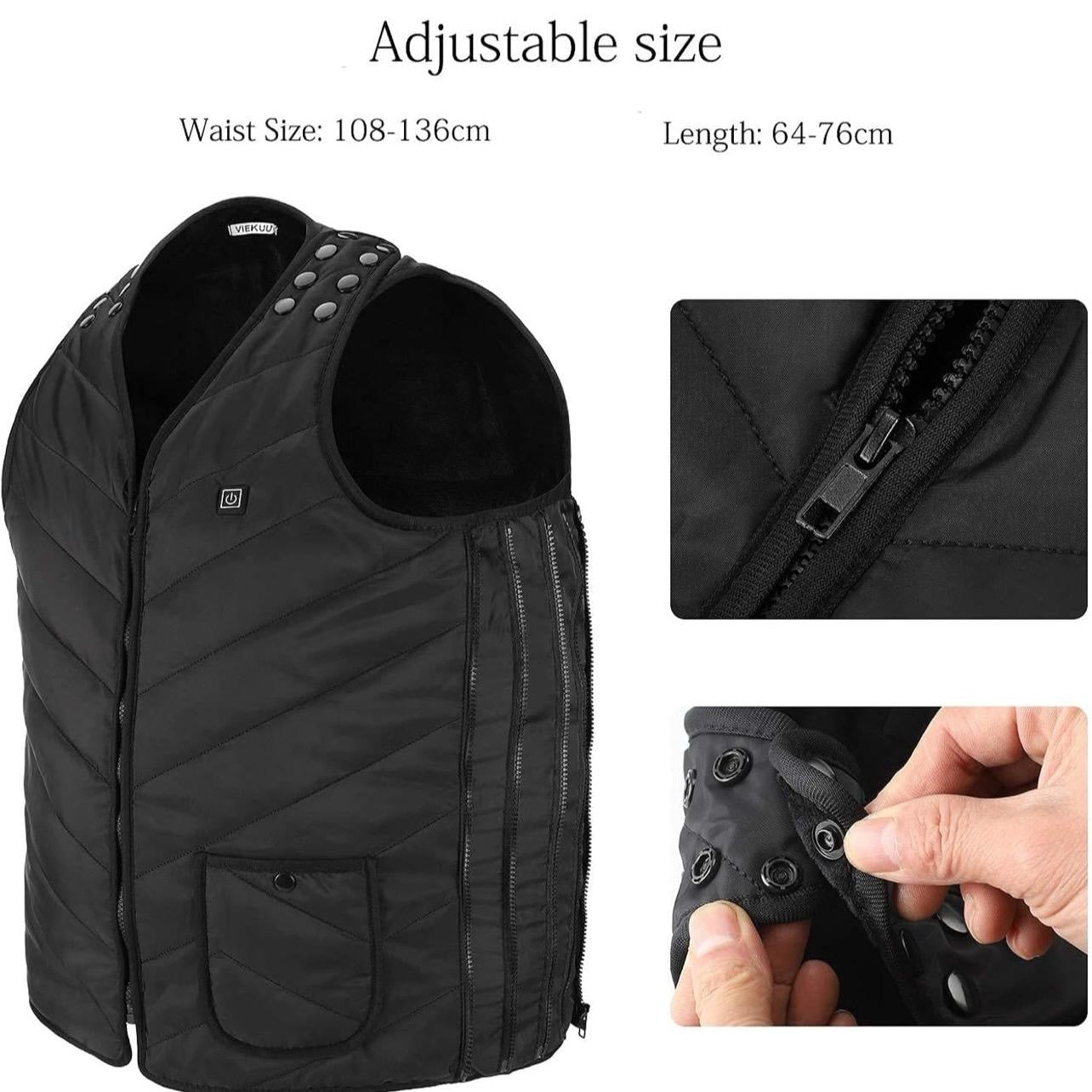 Heated Vest for Men and Women, USB Electric Heating Jacket with 3 Temperature Settings, Adjustable Size, Washable, Winter Warm Vest Coats Suitable for Fishing and Skiing (Unisex)