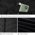 Heated Vest for Men and Women, USB Electric Heating Jacket with 3 Temperature Settings, Adjustable Size, Washable, Winter Warm Vest Coats Suitable for Fishing and Skiing (Unisex)