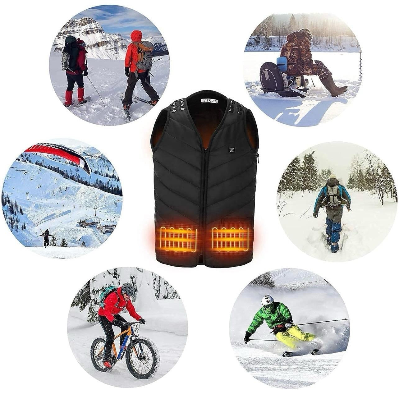 Heated Vest for Men and Women, USB Electric Heating Jacket with 3 Temperature Settings, Adjustable Size, Washable, Winter Warm Vest Coats Suitable for Fishing and Skiing (Unisex)