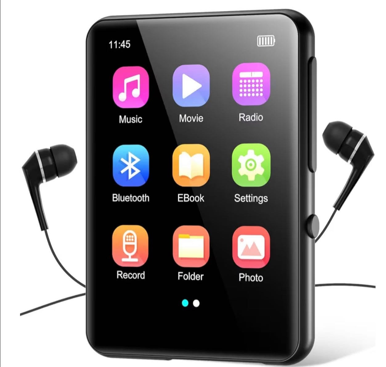64GB MP3 Player with Bluetooth 5.3, Portable Digital Lossless Music Player with Built-in Speaker, 2.4 in Full Touch Screen, FM Radio, Line-in Voice Recorder, Earphones Included