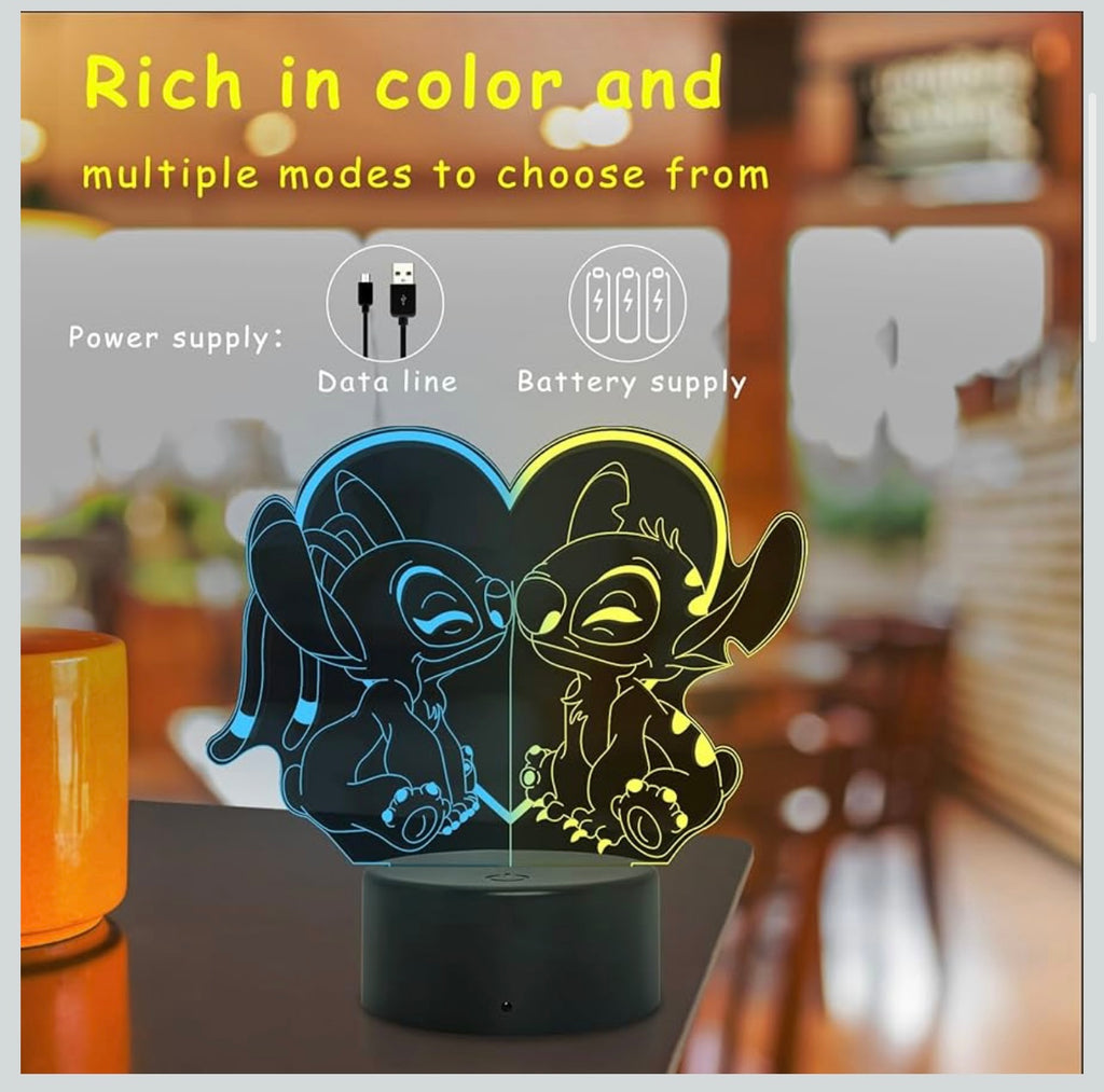 Stitch Night Light - 3D LED 16 Color Changing Touch Lamp with Remote Control