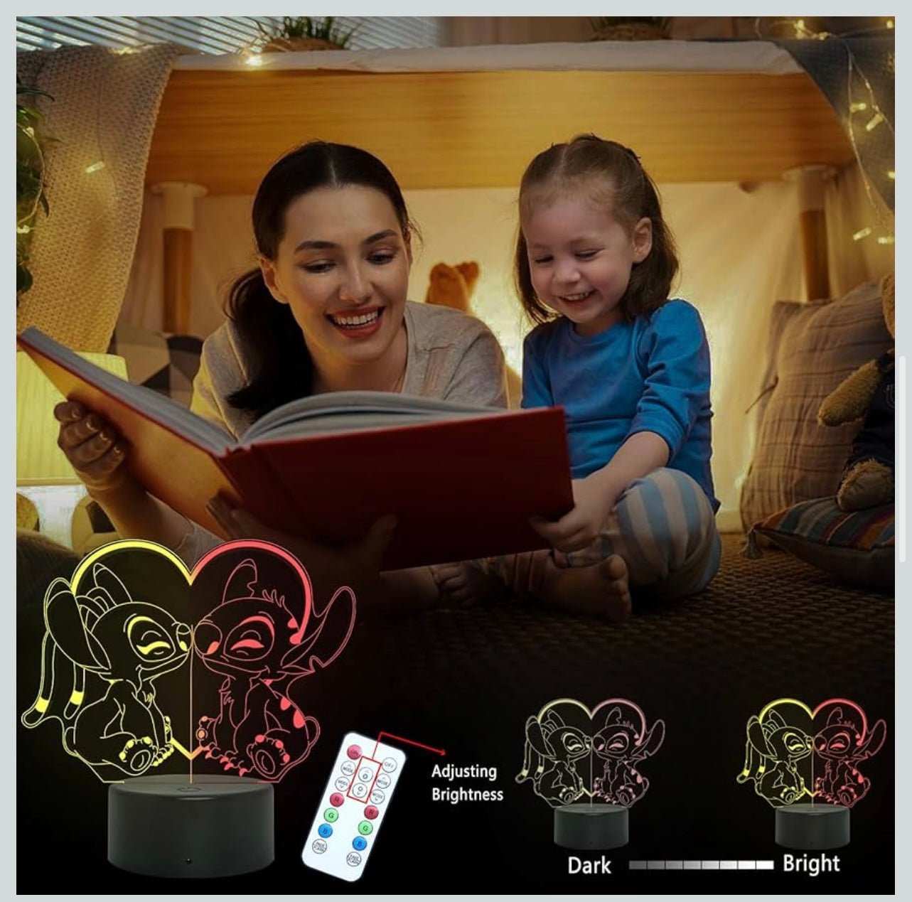 Stitch Night Light - 3D LED 16 Color Changing Touch Lamp with Remote Control
