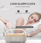 Cream Clock Radio - Wireless Charging, LED Lamp, Bluetooth Speaker