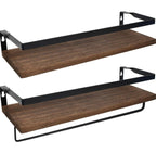 Litinliv Wall Shelf, Floating Shelves Wall Mounted, Solid Wooden Shelves, Set of 2 Floating Shelves,Rustic Wooden Shelves Decorative Wall Shelf,Wall Mounted Shelves for Bathroom, Living Room, Bedroom