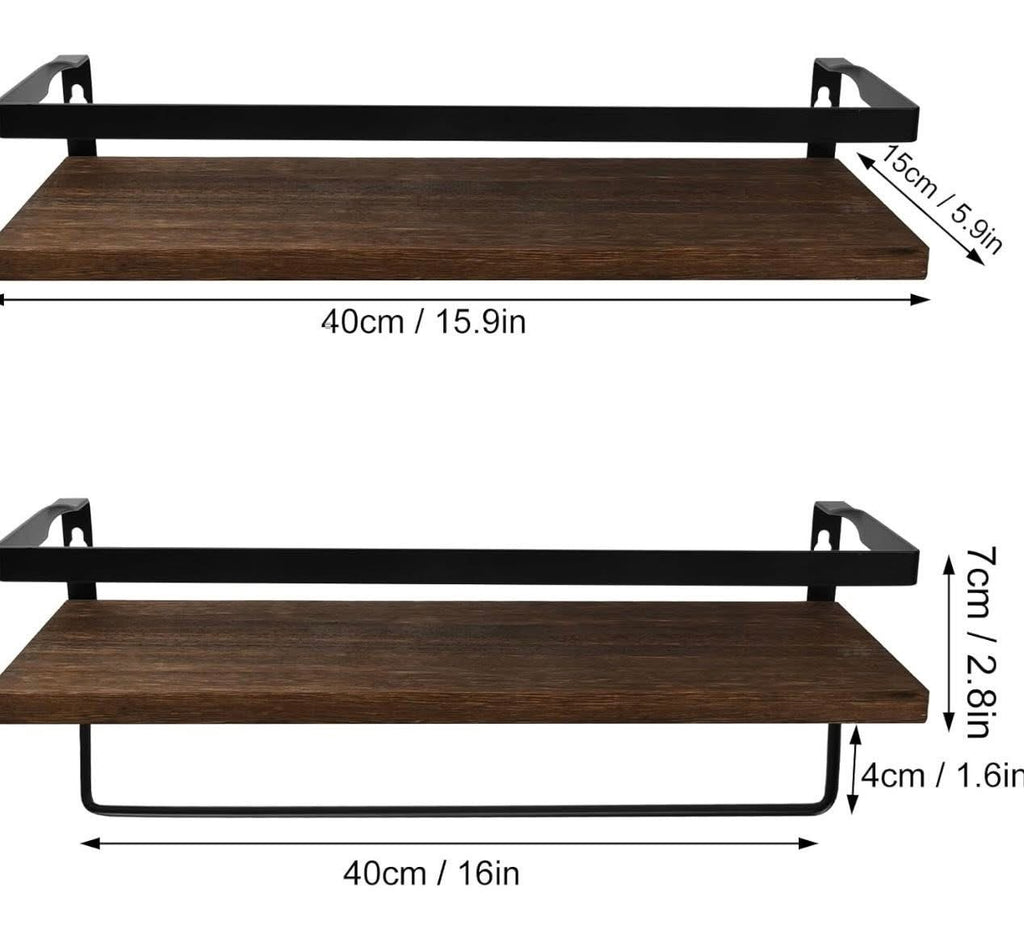 Litinliv Wall Shelf, Floating Shelves Wall Mounted, Solid Wooden Shelves, Set of 2 Floating Shelves,Rustic Wooden Shelves Decorative Wall Shelf,Wall Mounted Shelves for Bathroom, Living Room, Bedroom
