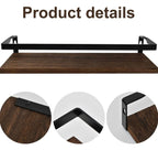 Litinliv Wall Shelf, Floating Shelves Wall Mounted, Solid Wooden Shelves, Set of 2 Floating Shelves,Rustic Wooden Shelves Decorative Wall Shelf,Wall Mounted Shelves for Bathroom, Living Room, Bedroom